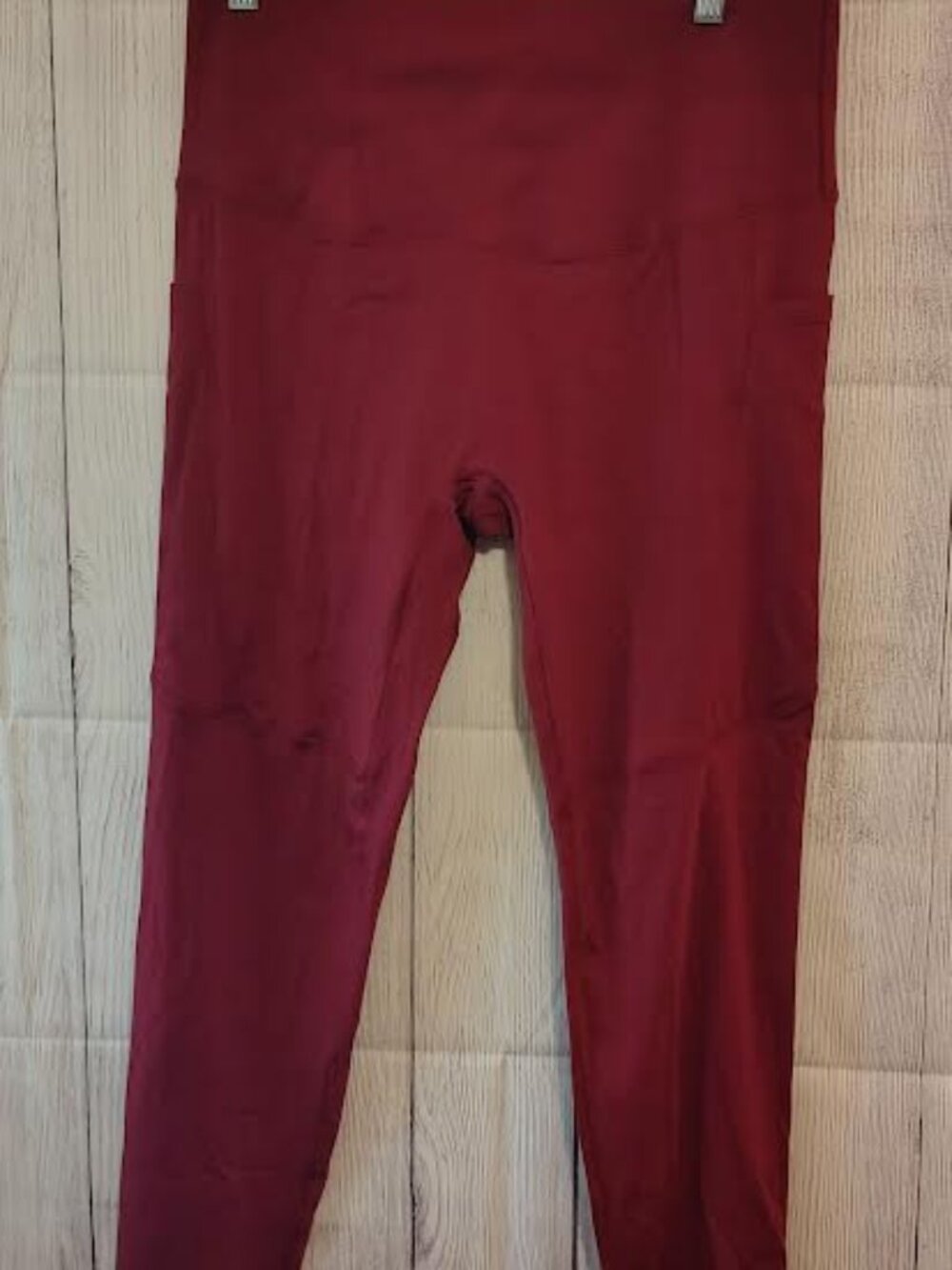 (2 for $15) New Viconow Women's Tummy Control Leggings With Pockets Red Size L